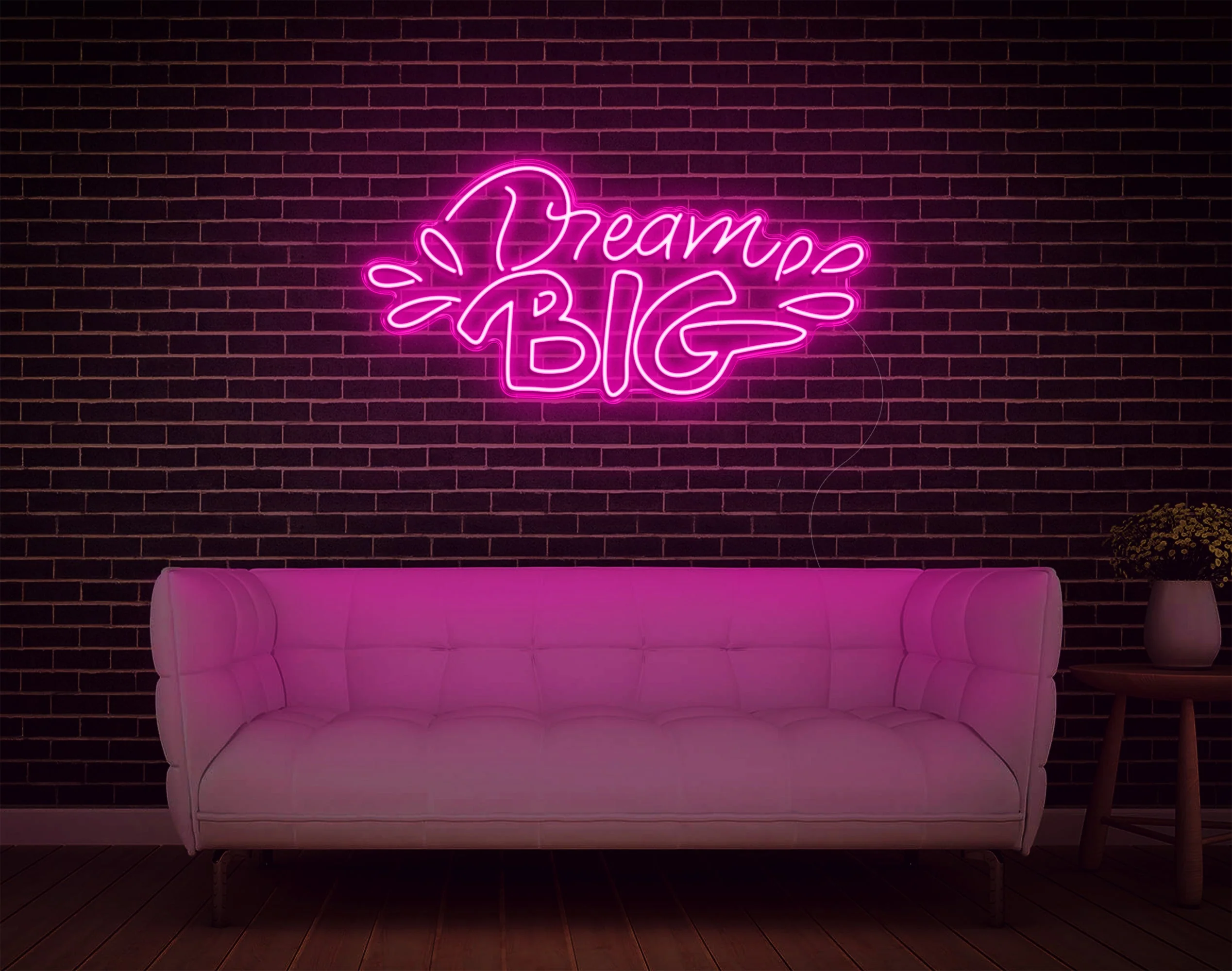 Neon LED Wall Sign, Dream Big, Pink